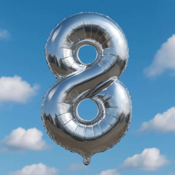 ⁦בלוני ספרות בצבע כסף⁩ – תמונה ⁦9⁩